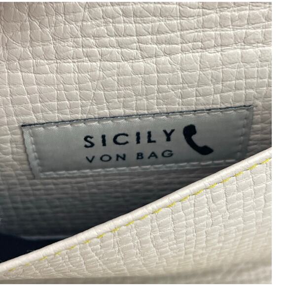 DOLCE & GABBANA Leather Blue Green Sicily Von Bag Cream Interior LIKE NEW - Picture 8 of 10